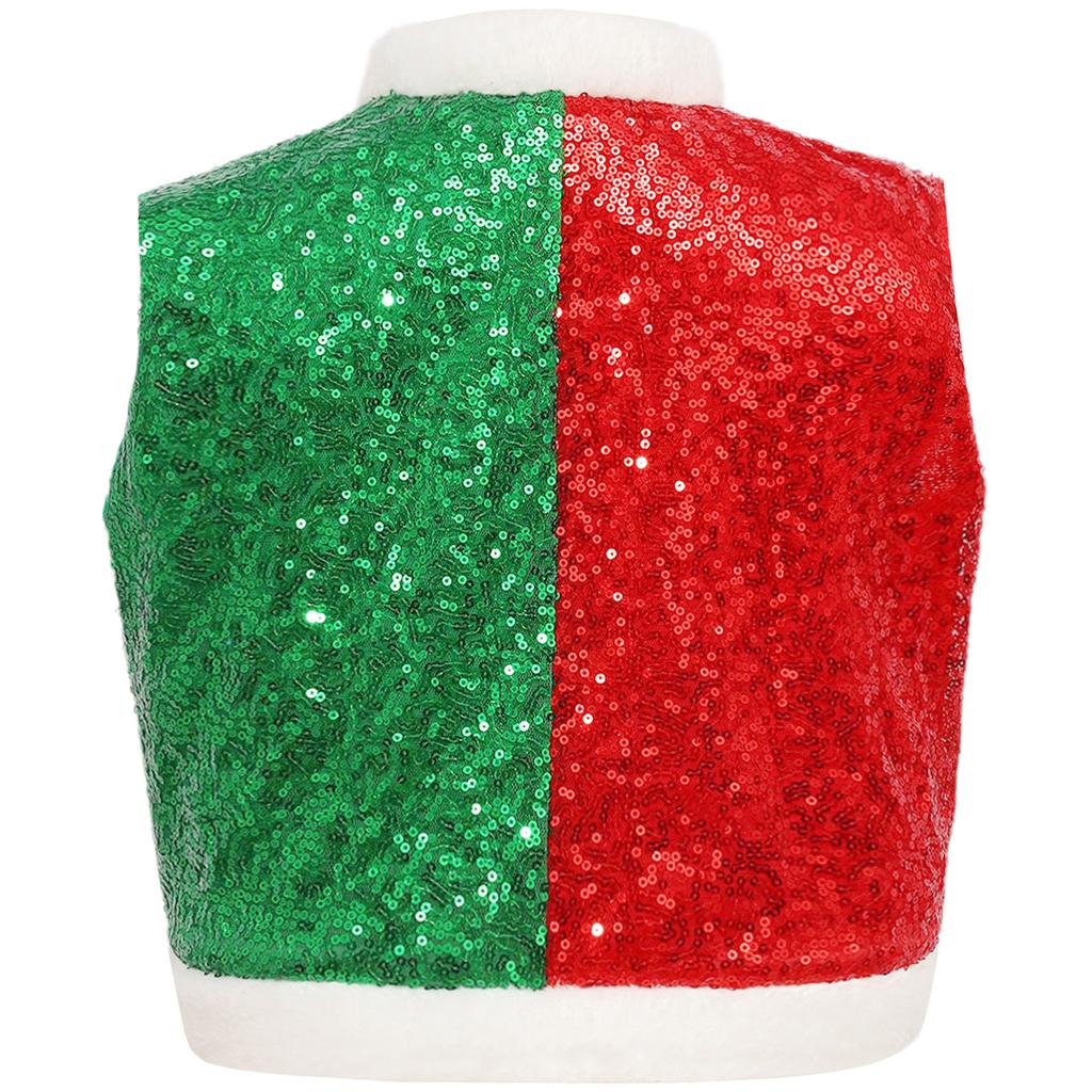 Boys Girls Circus Dance Waistcoat Kids Sleeveless Santa Elf Vest for Christmas Halloween Performance