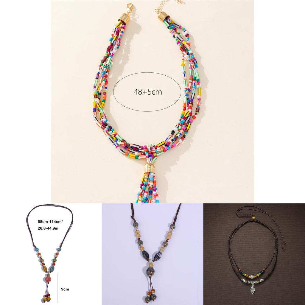Ethnic Style Bead Neck Chain With Shell And Starfish Decor For Women Spring