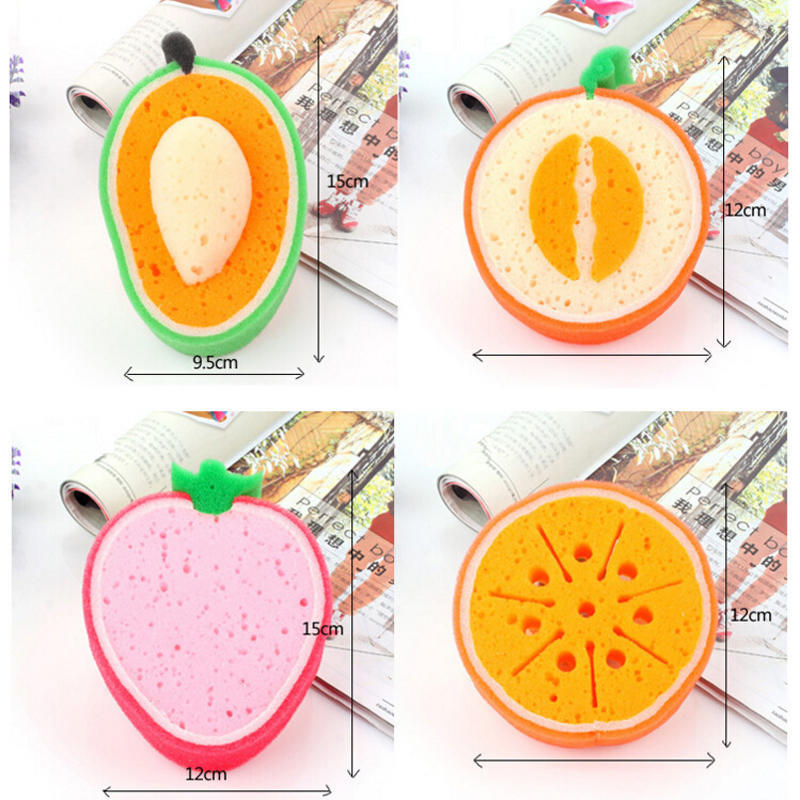 1PS Scouring Pad Sponge Dish Fruit Shape Thicken Microfiber Kitchen Cleaning Cloths Washing Dishes