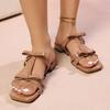 Square Heel Slippers Summer New Square Toe Open Toe Cutout Butterfly Knot Non-Slip Wear-Resistant Low Heel Cool Mopping
