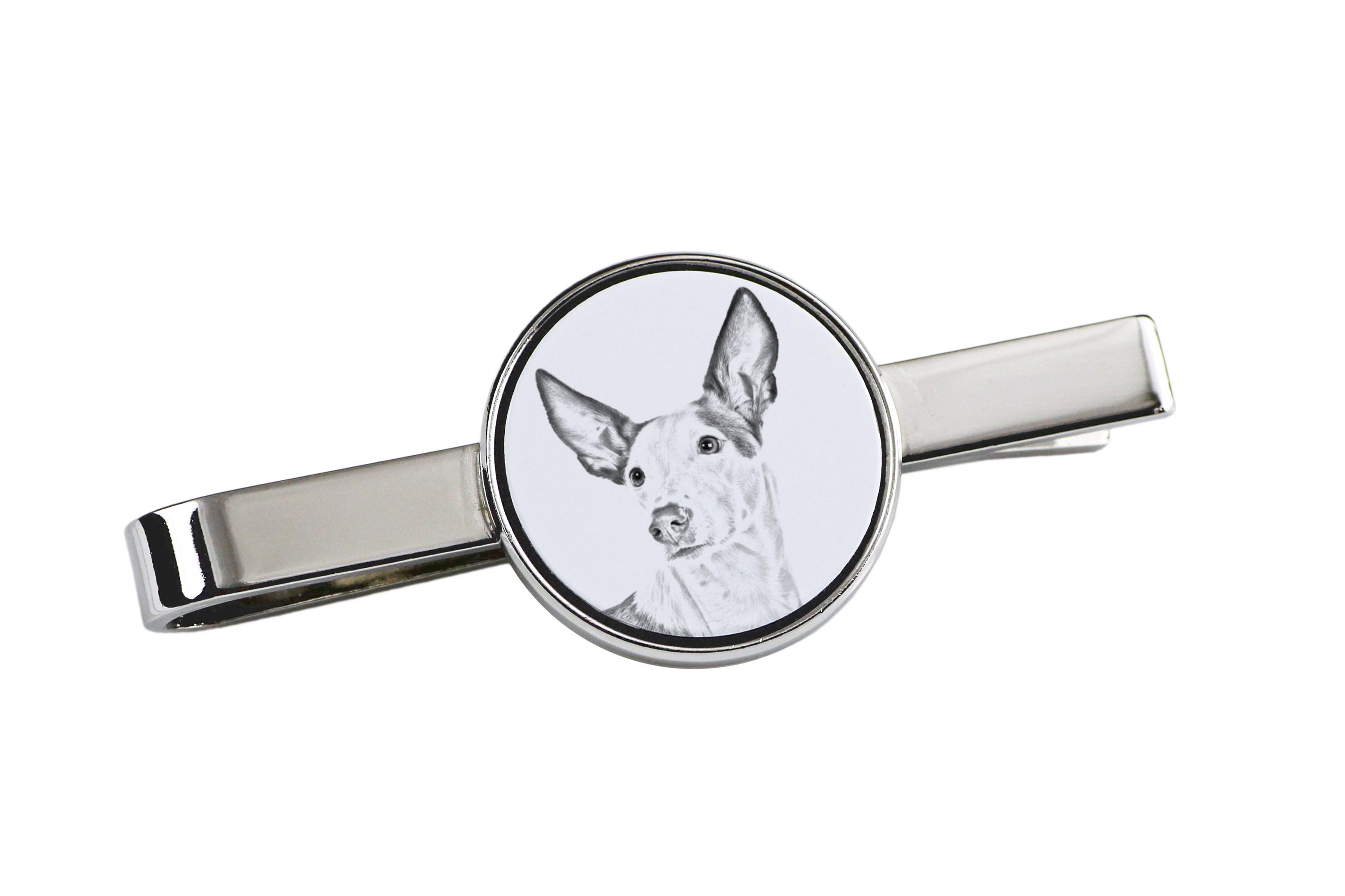 

Ibizan Hound, Ibizan Podenco, Ibizan Warren Hound - tie clip with a dog, personalized tie clip, a unique gift for a man from the Art-Dog brand срібний