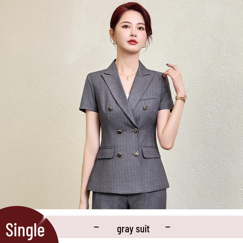 

Женский летний костюм с коротким рукавом - Элегантная профессиональная одежда 2025 года для учителей и администраторов отелей 3XL