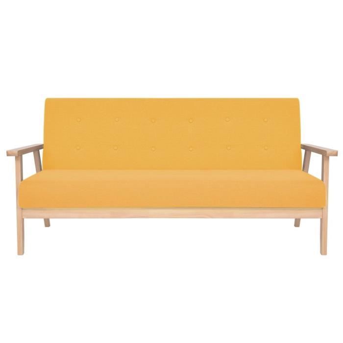 VidaXL Ensemble de canapé 3 pcs Tissu jaune