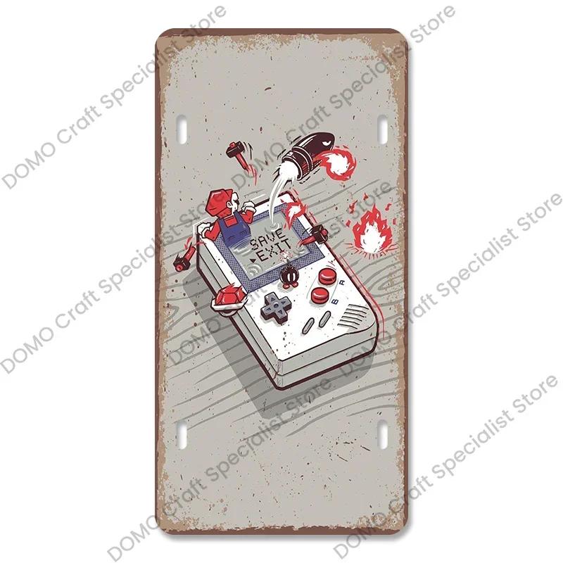 Placă de înmatriculare pentru jocuri video Placă metalică Vintage Playstation Gamer Poster metalic din tablă Decor de perete pentru cameră de joacă pentru băieți acasă