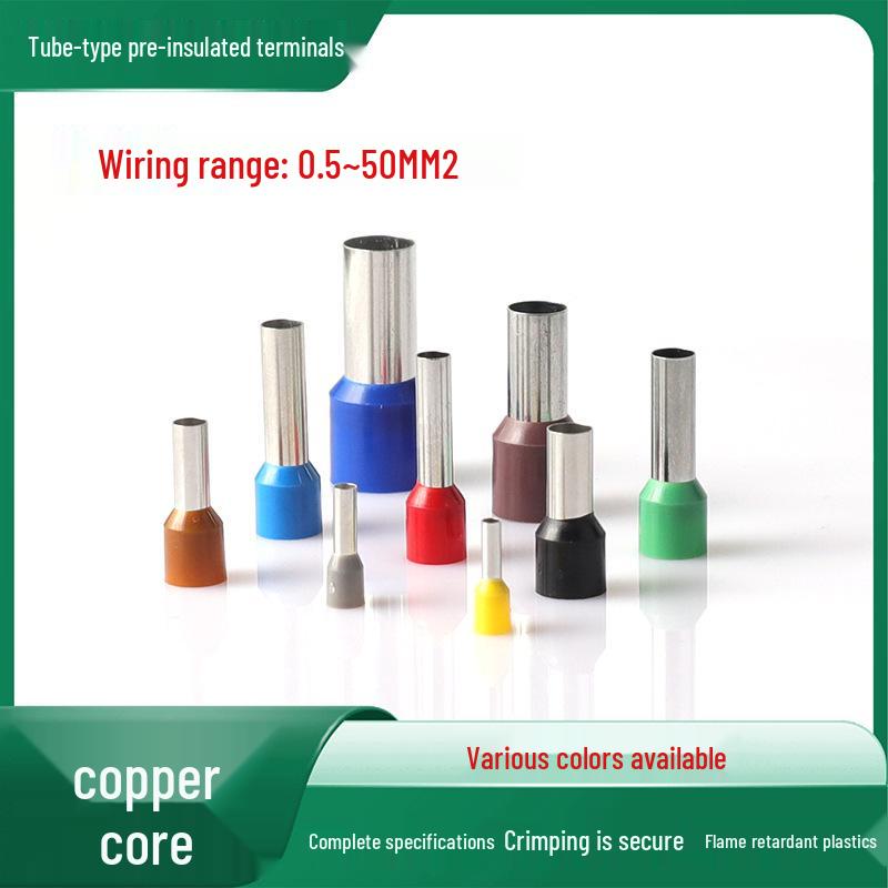 

Tube Type Terminal Pin: Cold Pressed Brass Wiring Terminal VE/E Wire Lug (VE0508, E1008, E1508, E0508) VE0508 (0.5mm², 1000 pcs/bag)