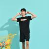 Li-Ning Ping Pong Series Pattern Print Round Neck T-Shirt Unisex Tops Black ATST031-3