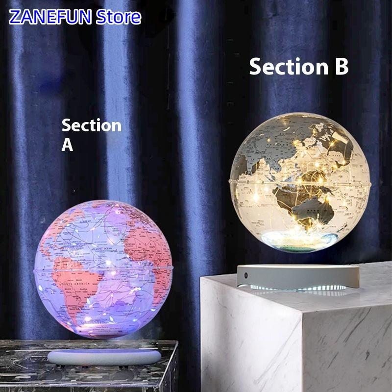 8inch Magnetic Levitating Globe 20cm Transparent Globe Lamp LED Light ABS Globe Home Office Decoration Creative Christmas Busine