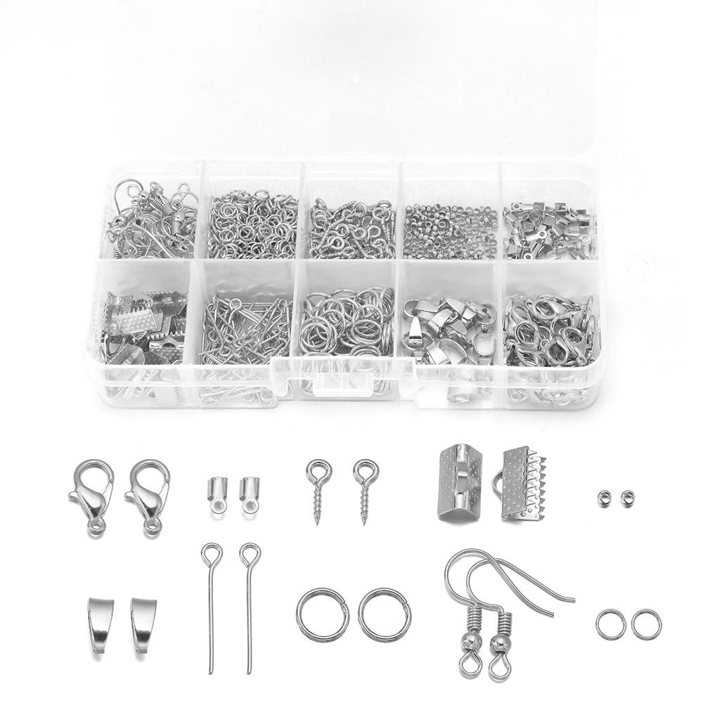 1040pcs/Box Alloy Accessories Kits Jewelry Findings Set Jewelry Making Tools Jump Rings Earring Hook Jewelry Making Supplies Kit