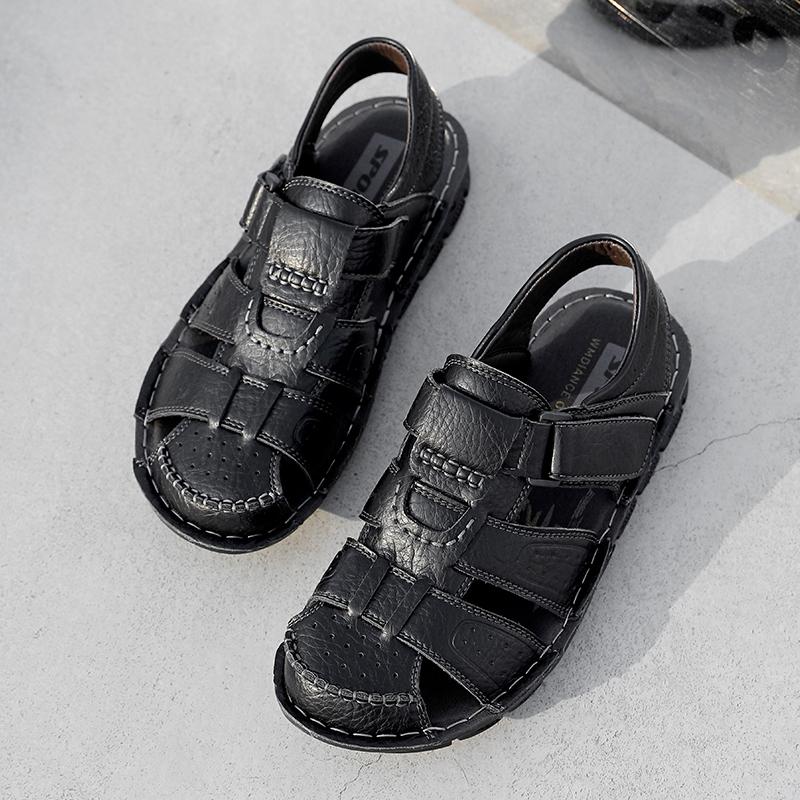 Fashion Fashion Mens Genuine Leather Summer Flats Non Slip Outdoor Male Sandals Water Walking Hiking Trekking Shoes Casual Beach Shoes