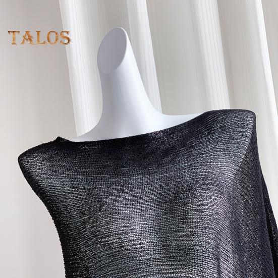 Women Tops Solid Color Slanted Collar Irregular Hem Design Elastic Blouse Loose Fit Casual Viscose Blouse Daily Wear