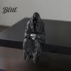 Cyberpunk Shelf Decor 3D Printed Tabletop Gothic Figurine Grim Reaper Sitting Statue Mysterious Cloaked Spooky Sculpture for Garden or Bookshelf,