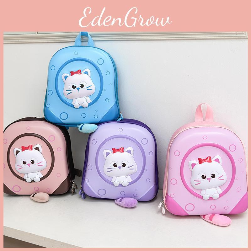 Cute Backpack With Cat Print Design Suitable For Childrens Kindergarten Use