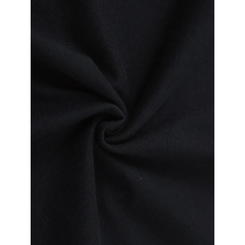 Evropská velikost Pánské vtipné tričko s grafikou hranolků - Ležérní bavlněné tričko, volný střih, lze prát v pračce, celoroční, s kulatým výstřihem, černé tričko