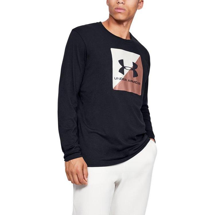 Under Armour Half Logo Long Sleeve Crew Neck T-Shirt Men Tops Black 1351624-001
