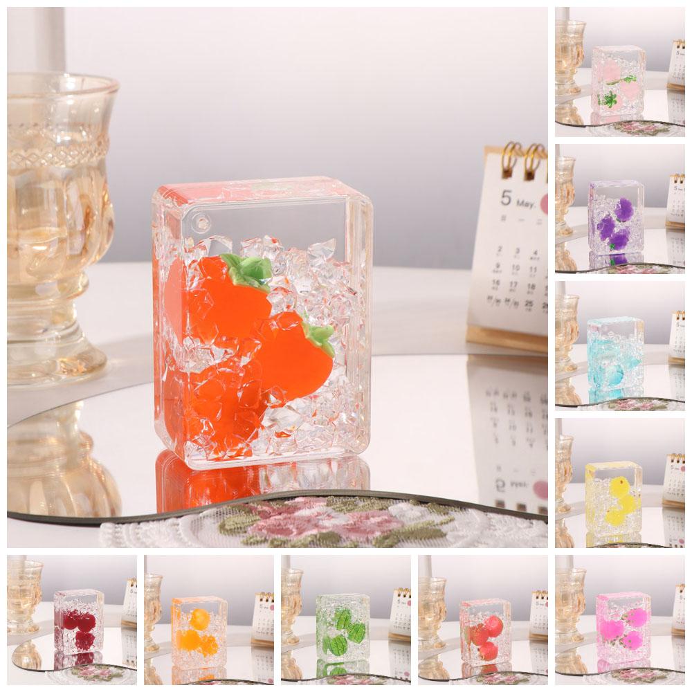 Rectangular Fruit Sand Ornament Transparent Oil Flowing Sand Ornament Acrylic Ornament Home Decor