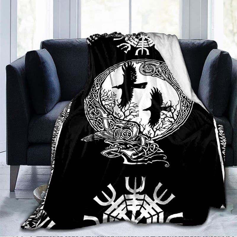 The Vikings Ancient Scandinavian Norse Runes Axes 3D Soft Throw Blanket  Lightweight Flannel Blanket