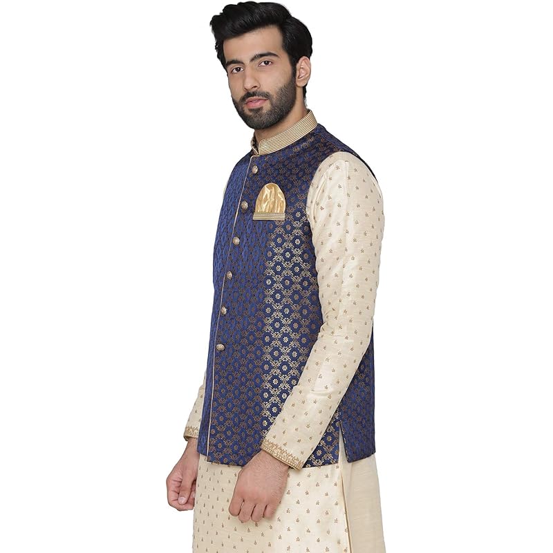 Manyavar Men s Jacket (JAC121-306-M_Blue_M) M синий