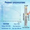 Deep Well Submersible Pump, 750W 230V/50Hz, 100L/min 66 m Head Sand Resistant <5%, 20 m Electric Cord, 7.6 cm Stainless Steel Water Pumps for