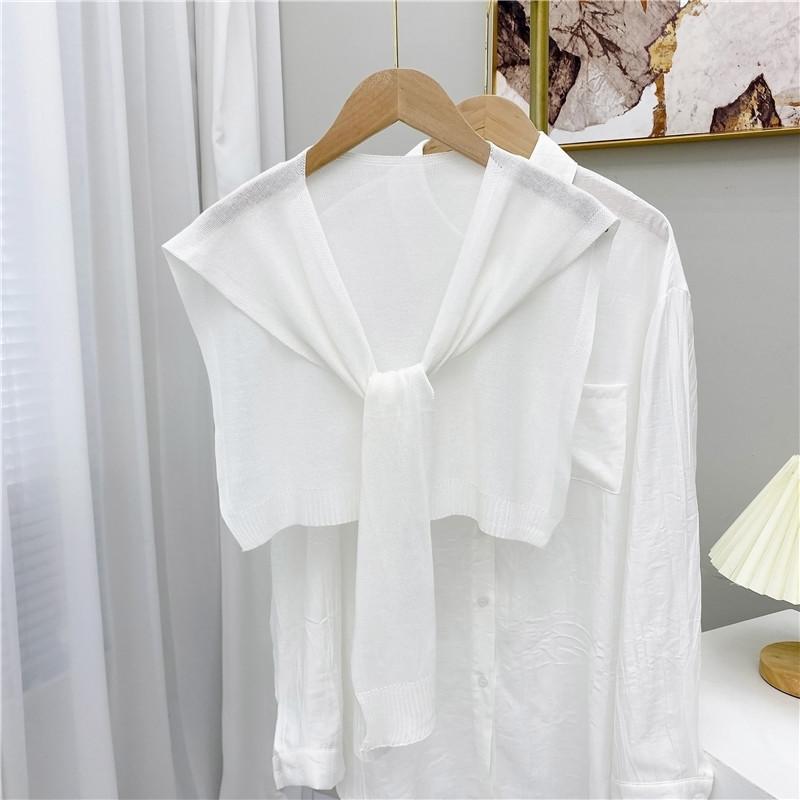 Ice Silk Thin Breathable Comfortable Shawl Versatile Solid Color Sunscreen Shoulder Pads Air Conditioner Knotted Shawl Knitting
