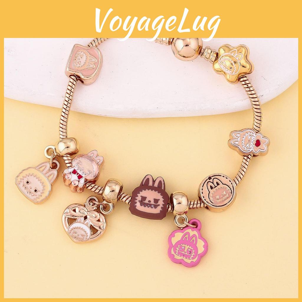 Labubu Cartoon Bead Bracelet Kit With Alloy Diy Components For Giftgiving And Creative Crafting