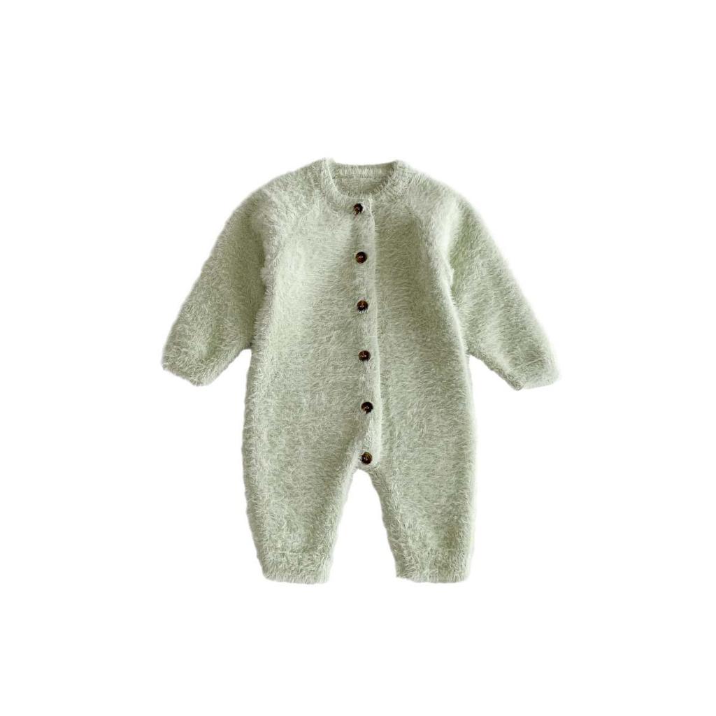 Infant Plush Knit Romper - Warm, Long Sleeve Sweater for Newborn Baby Boys & Girls