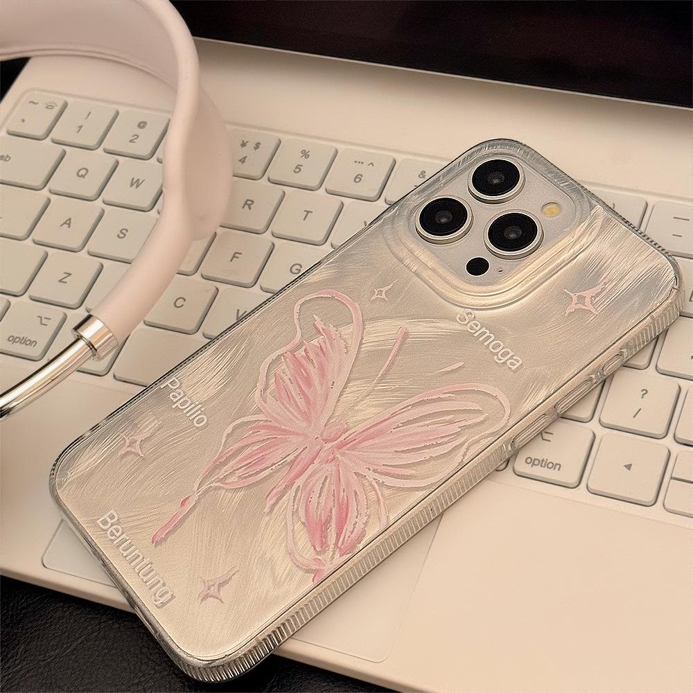Girl Silver Feather Butterfly Suitable for Apple 15promax Mobile Phone Case Iphone16 Anti Fall 12 Hard 14 Fairy