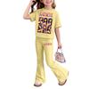 Kids Girls Casual Short Sleeve Printed Outfit Set for Play and Daily Wear