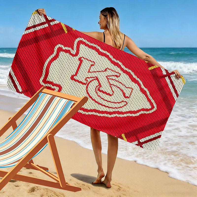 Kansas City Chiefs Print Beach Towel, Large Soft Quick Dry Towel for Beach Camping Swimming