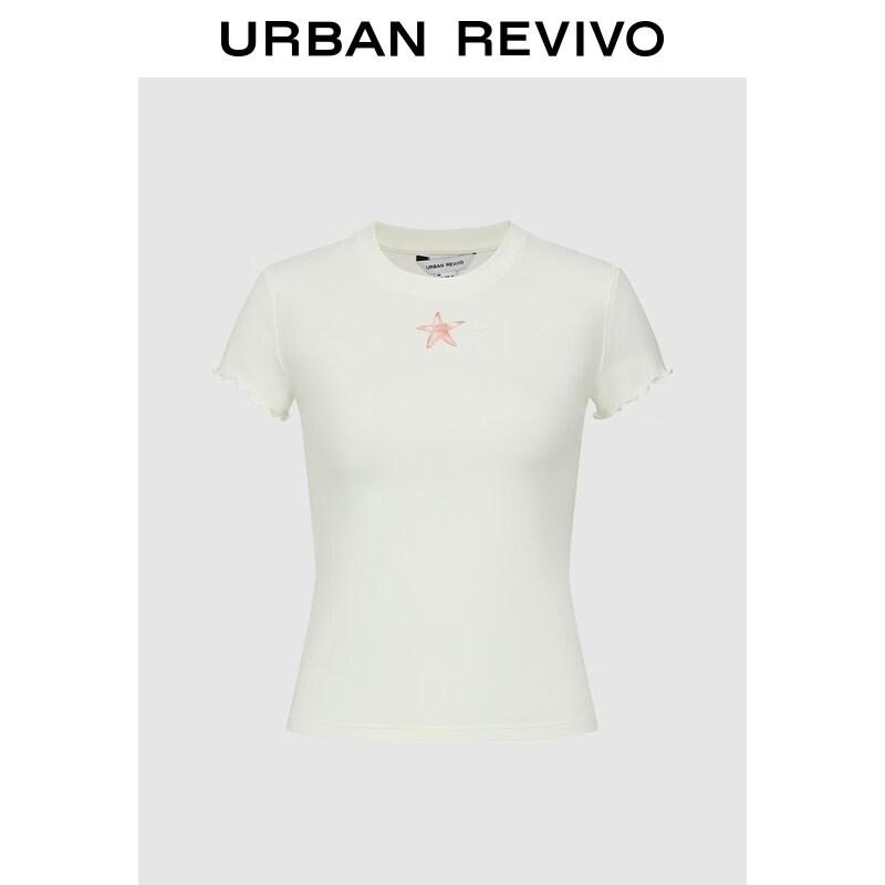 UR2026 Women s Starfish Print Ruffle Edge Slim Fit T-Shirt L