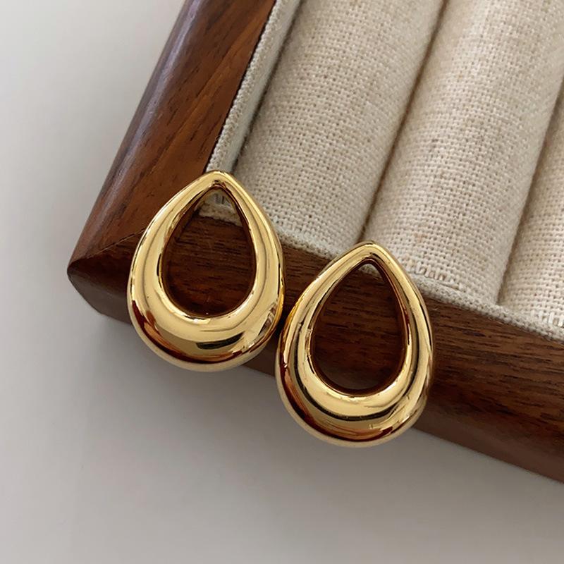 Textured Metal Water Drop Earrings, Light Luxury High-End Stud Earrings, Popular Simple And Cold Earrings, Women