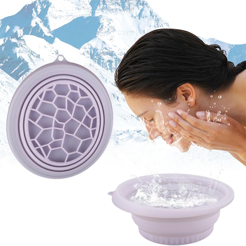 Silicone Ice Facial Folding Washbasin with Icetray Collapsible Facial Plunge Bowl Face Ice Bath Water Chiller