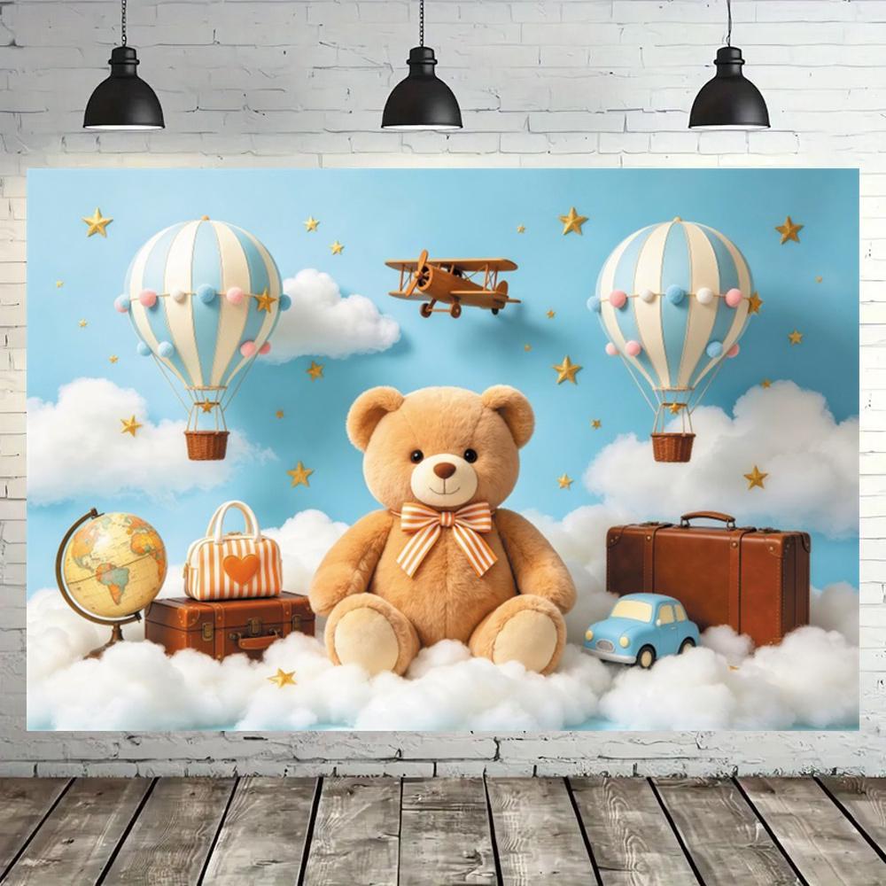 Teddybär Baby Geburtstagsparty Dekoration Fotohintergrund Babyparty Banner Kuchen-Zertrümmerung Foto Hintergrund Studio Requisiten