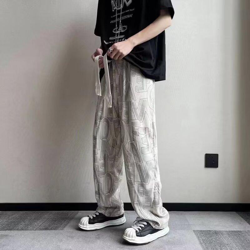

High Street Corduroy Casual Pants Men s Letters Printed Retro Fashion Trend Loose Straight Pants 3XL