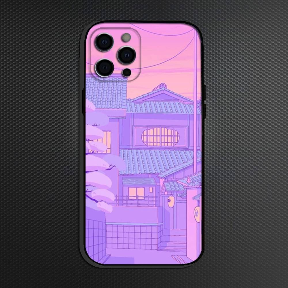 Vaporwave Phone Case For iPhone 16,15,14,13,12,11 Plus,Pro Max, Others Soft Black Cover
