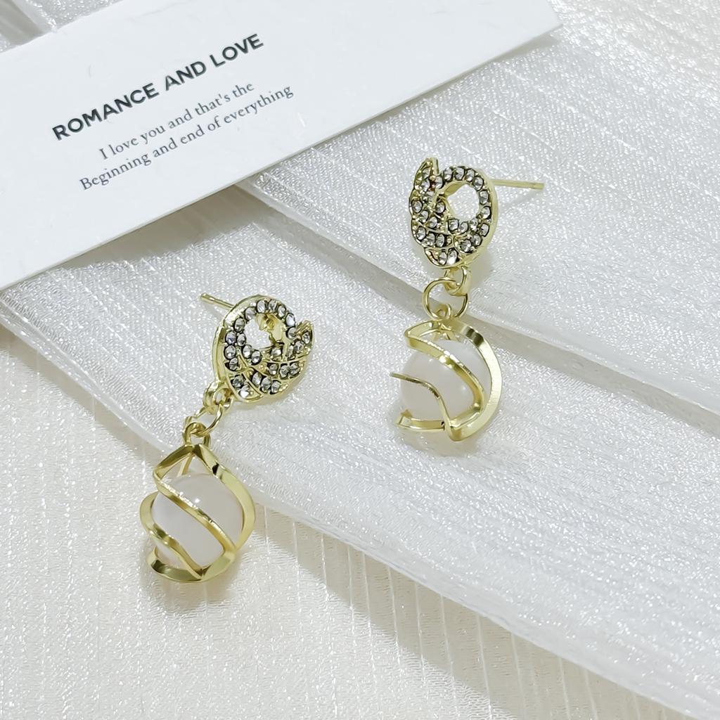 High-End Swan Earrings, Tide Korean Temperament, Opal Stud Earrings, Earrings, Versatile Earrings.
