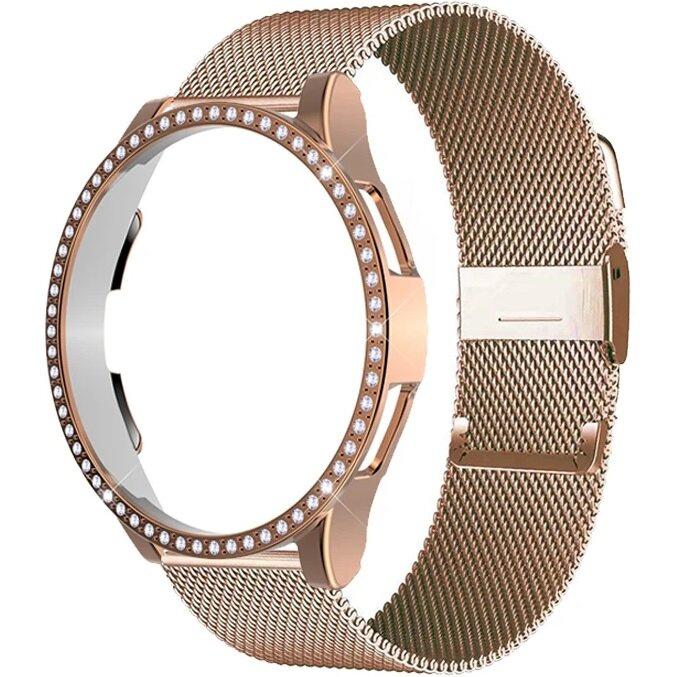 Milanese Bracelet Strap + Case for Samsung Galaxy Watch 7 44mm, Rose Gold
