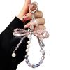 Y2K Pink Ribbon Bowknot Pearls Bag Pendant Charm Keychain Elegant Beaded Keyring Sweet Key Chains Phone Key Bag Hangings