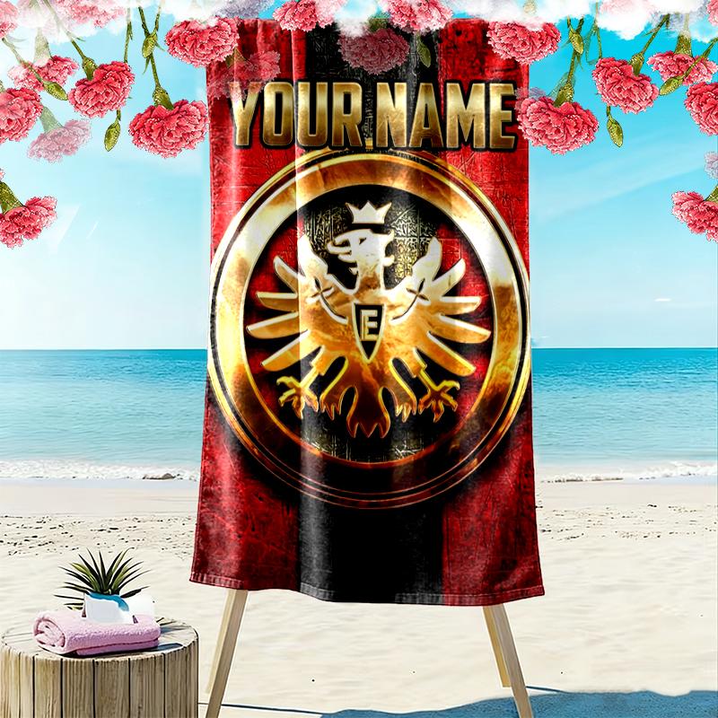 Custom Name Eintracht Frankfurt Print Beach Towel, Large Soft Quick Dry Towel for Beach Camping Swimming