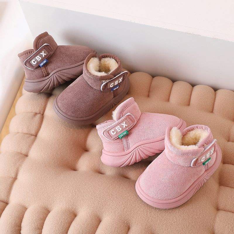 Winter children's snow boots versatile foreign style baby bag heel cotton shoes thickened cute boys and girls soft-soled warm short boots