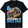 Monster Truck Fun Printed Casual and Comfortable Polyester Short Sleeved T-shirt Suitable for Summer Wear