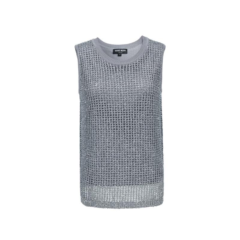 VEROMODA Lurex Sleeveless Round Neck Knit Top