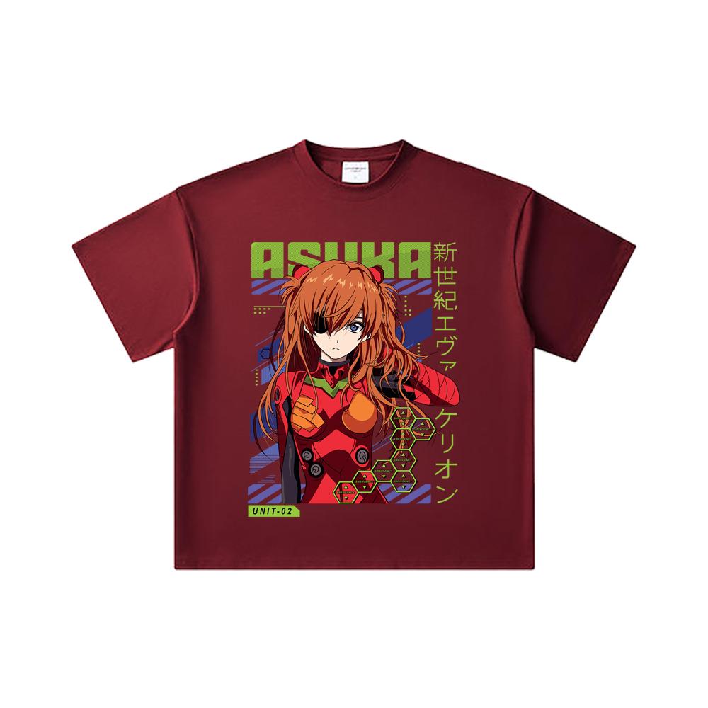 260 GSM Double Yarn 32 Count 100% Cotton Evangelion V3 Asuka Print Unisex Heavy Cotton T Shirt