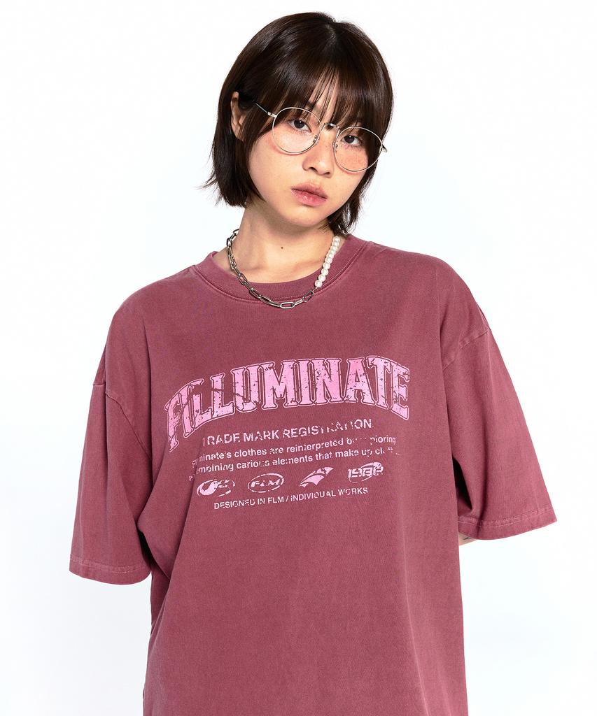 FILLUMINATE Damaged Graphic Pigment T-Shirt - Wine