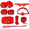 SM sex toy set, 7-piece couple sex toy set, collar and leash, handcuffs, ankle cuffs, whip, mouth ball, eye mask, 10 meter rope prop, adult products