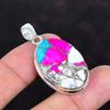 Cotton candy turquoise pendant gemstone pendant handmade jewelry 925 sterling silver pendant statement pendant gifts for wife unique jewelry