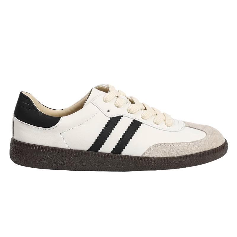 Leather three bars children's spring and summer new high-value flat-soled white shoes casual sports shoes board shoes