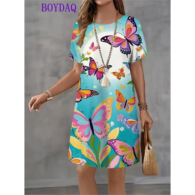 Fashion Loose Short Sleeve Dress Casual Versatile Casual Dresses