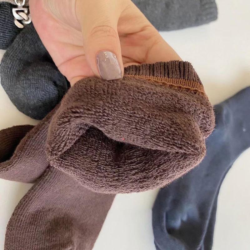 Men's Cotton & Wool Socks: Warm Winter Terry, Business Casual, Solid Color, Long Style