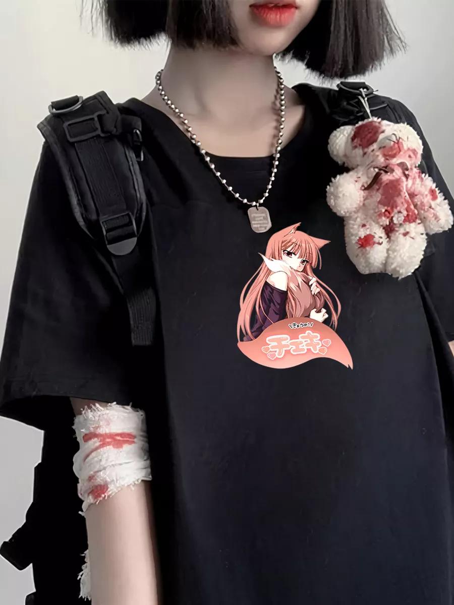 Базовая и оверсайз футболка с аниме  Волчица и пряности L