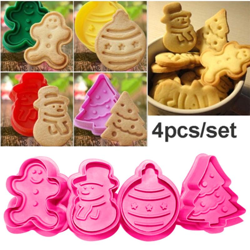 

4Pcs/set Kitchen Cookie Biscuit Mold Silicone Cookie Baking Cutter Mould for Christmas рожевий